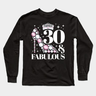 30 & Fabulous Crown Sparkle Long Sleeve T-Shirt